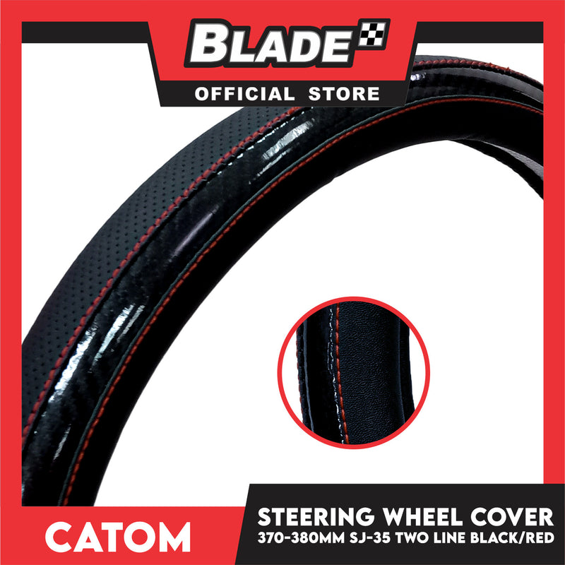 Catom Steering Wheel Cover Two Line 370-380mm SJ-35 (Black/Red)