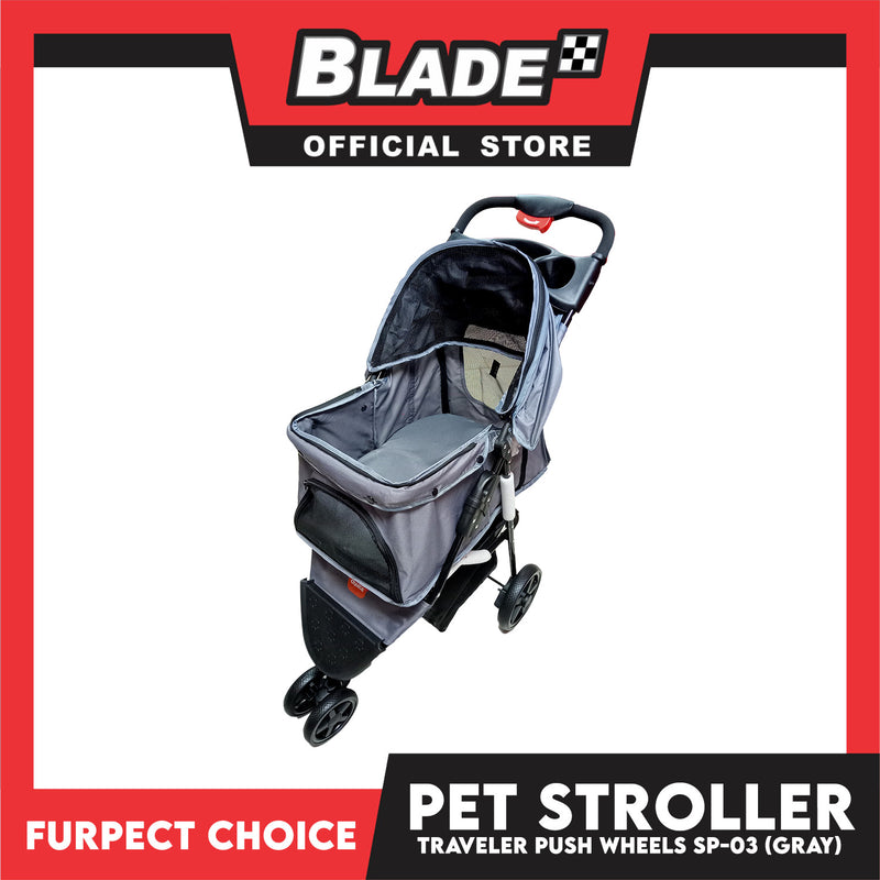 Furfect Choice Foldable 3-Wheeled Travel Stroller For Dog And Cat