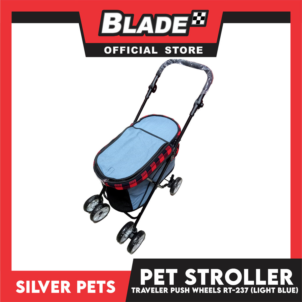 Silver Pet Foldable 4-Wheeled Travel Stroller For Dog And Cat Accessor ...
