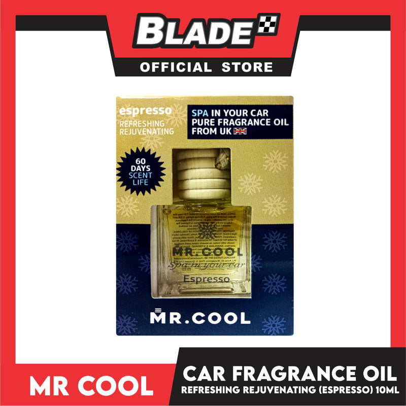 Mr. Cool Air Freshener (Espresso, Refreshing Rejuvenating) Spa in Your Car Pure Fragrance Oil 10ml