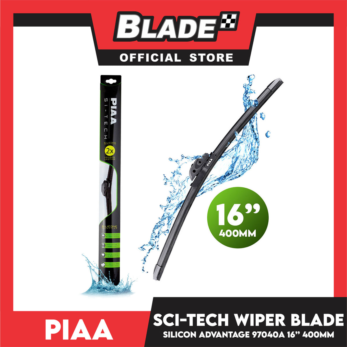 Piaa Wiper Si-Tech Silicone Advantage 16'' 97040A Longer Lasting 2x 400mm for Chery, Chevrolet, Ford, Honda, Hyundai, Toyota, Subaru and etc.