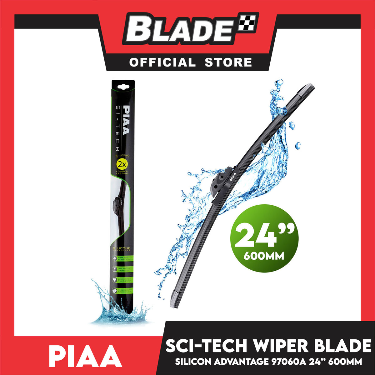 Piaa Wiper Si-Tech Silicone Advantage 24'' 97060A Longer Lasting 2x 600mm for BMW, Chery, Chevrolet, Chrysler, Kia, Jaguar and etc.