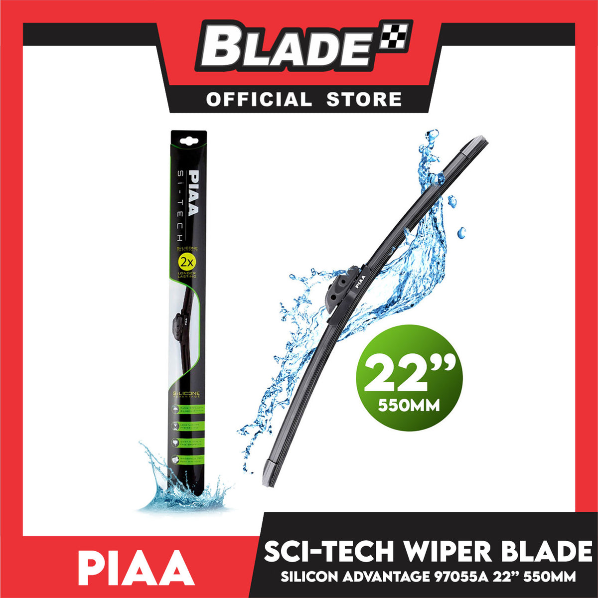 Piaa Wiper Si-Tech Silicone Advantage 22'' 97055A Longer Lasting 2x 550mm for Audi, BMW, Chery, Chevrolet, Dodge, Isuzu, Jeep, Lexus and etc.
