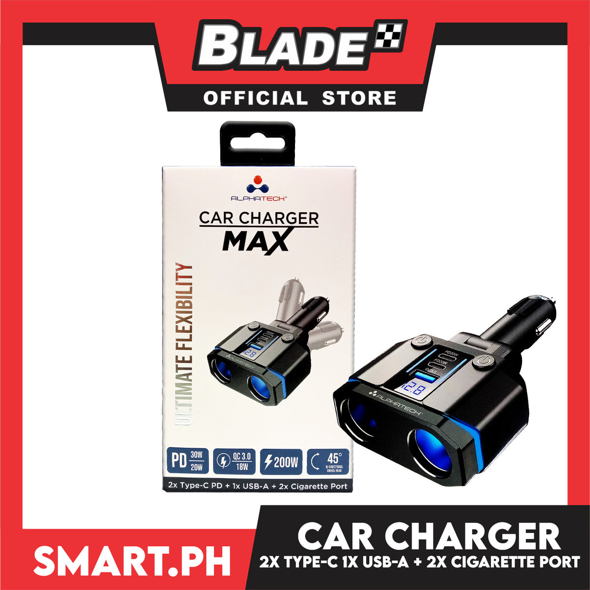Alpha Tech Car Charger Max AT-CSP5 Ultimate Flexibility
