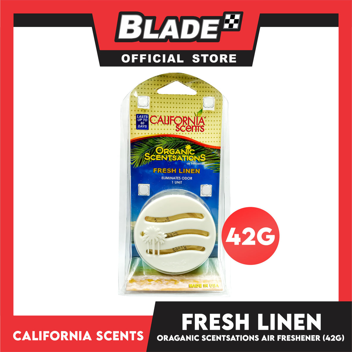 California Scents Organic Scentsations Air Freshener Fresh Linen 42g