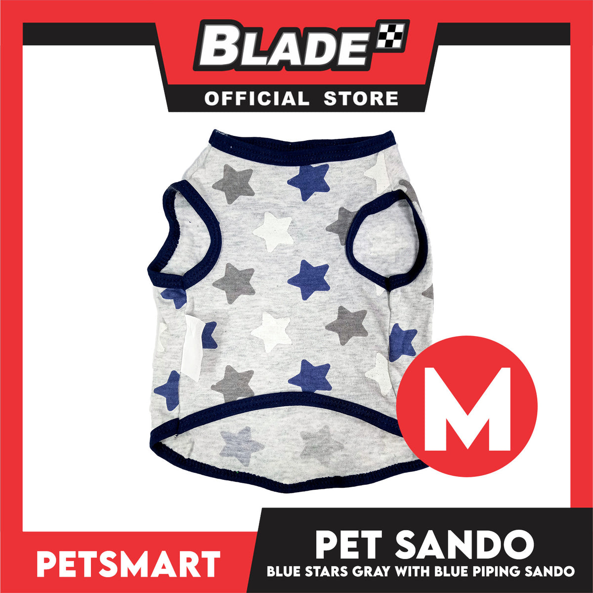 Pet Clothes Blue Stars Gray with Blue Piping Sando (Medium) DG-CTN174M