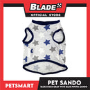 Pet Clothes Blue Stars Gray with Blue Piping Sando (Large) DG-CTN174L