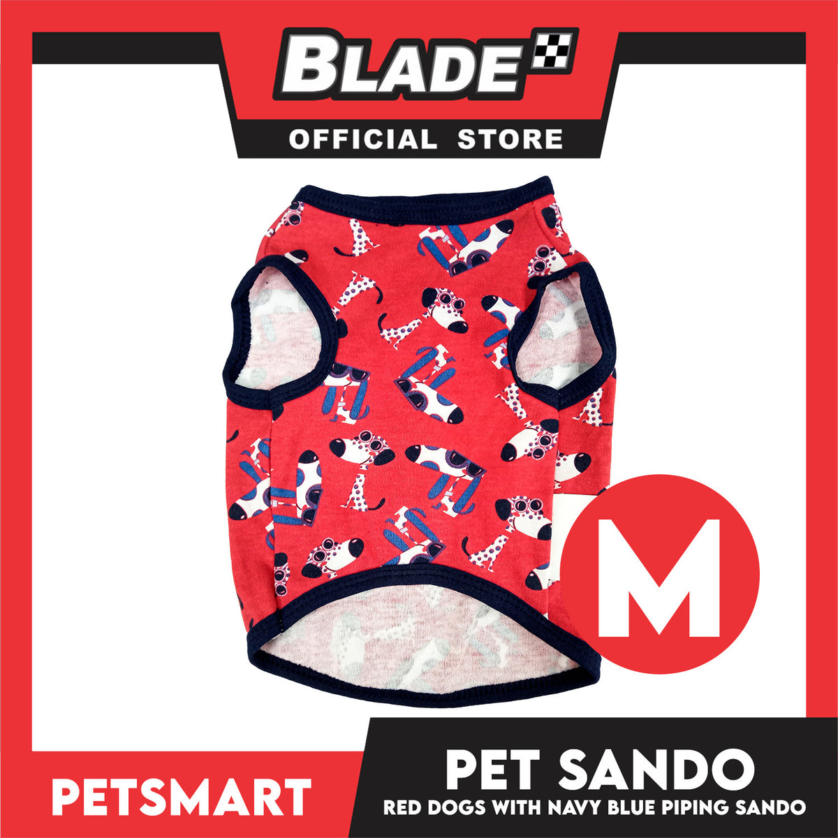 Pet Clothes Red Dogs with Navy Blue Piping Sando (Medium) DG-CTN173M
