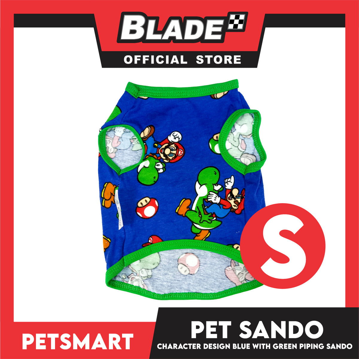 Pet Clothes Character Design, Blue with Green Piping Sando (Small) DG-CTN175S