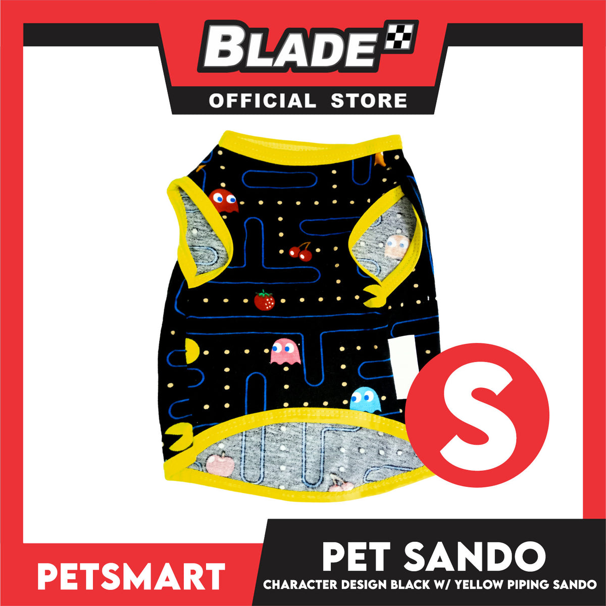 Pet Clothes Character Design, Black with Yelloe Piping Sando (Small) DG-CTN176S