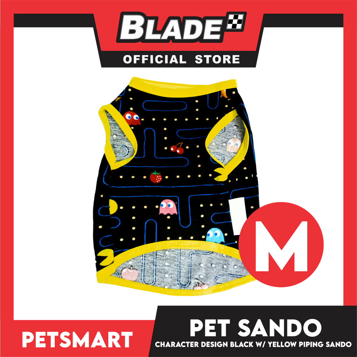 Pet Clothes Character Design, Black with Yellow Piping Sando (Medium) DG-CTN176M