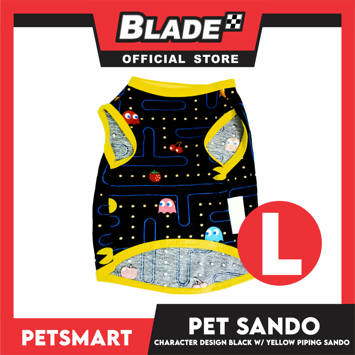 Pet Clothes Character Design, Black with Yellow Piping Sando (Large) DG-CTN176L