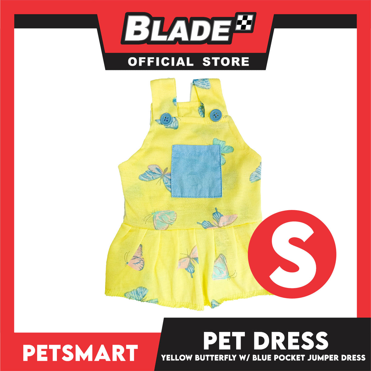 Pet Dress Yellow Butterfly with Blue Pock Jumper (Small) DG-CTN177S
