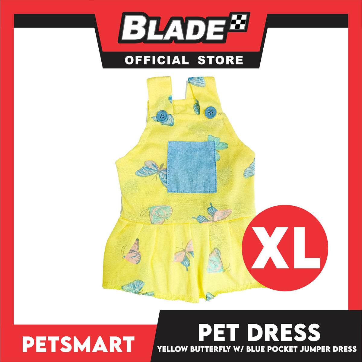 Pet Dress Yellow Butterfly with Blue Pock Jumper (XL) DG-CTN177XL
