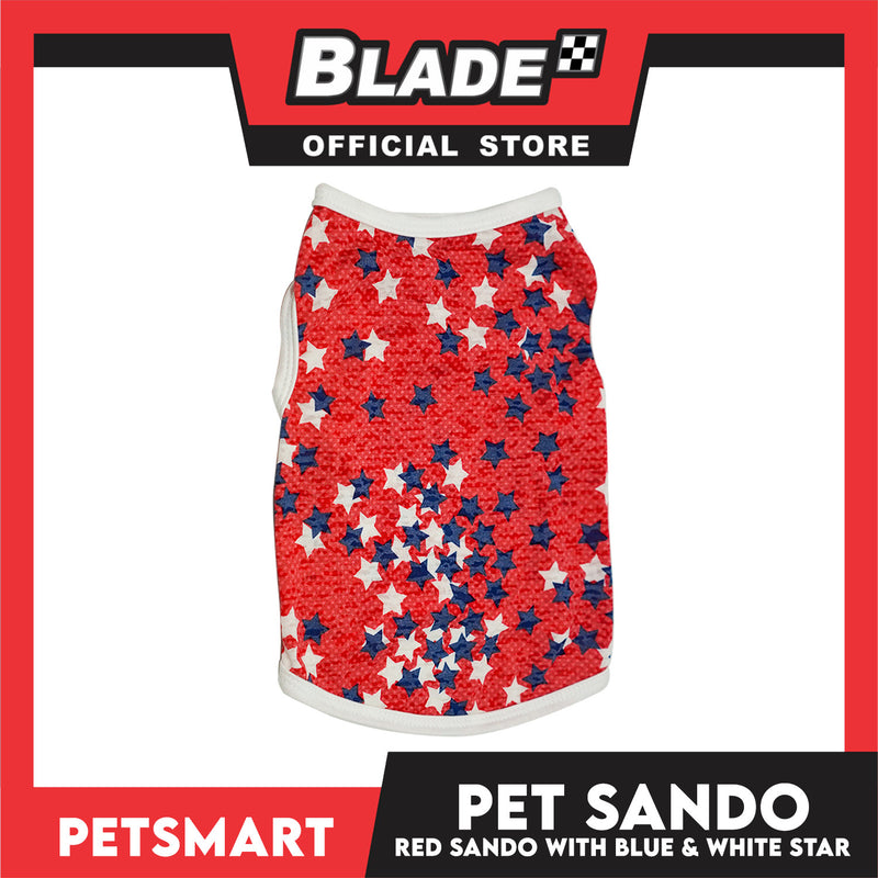 Pet Cloth Red Sando with Blue and White Star Design (Small) Perfect fit for Small Breed of Dog