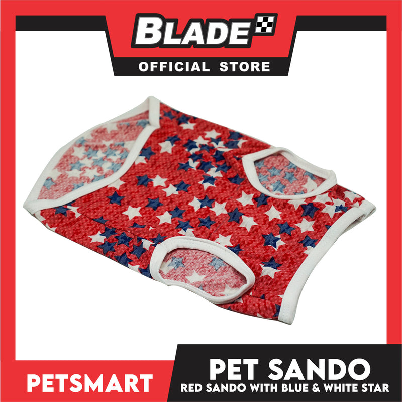 Pet Cloth Red Sando with Blue and White Star Design (XL) Perfect fit for Small Breed of Dog