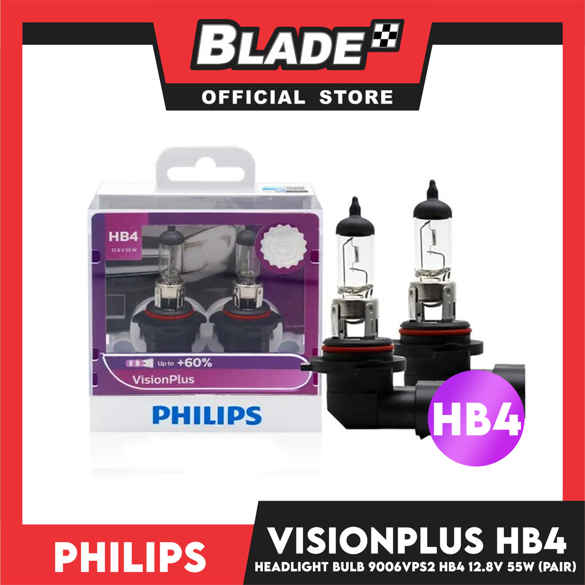 Philips Vision Plus HB4 9006VPS2 12.8V 55W Car Headlight