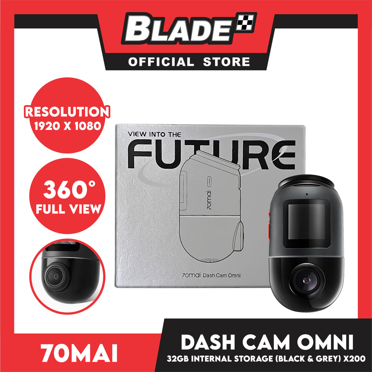 70mai Dash Cam Omni 32GB (Black and Grey)
