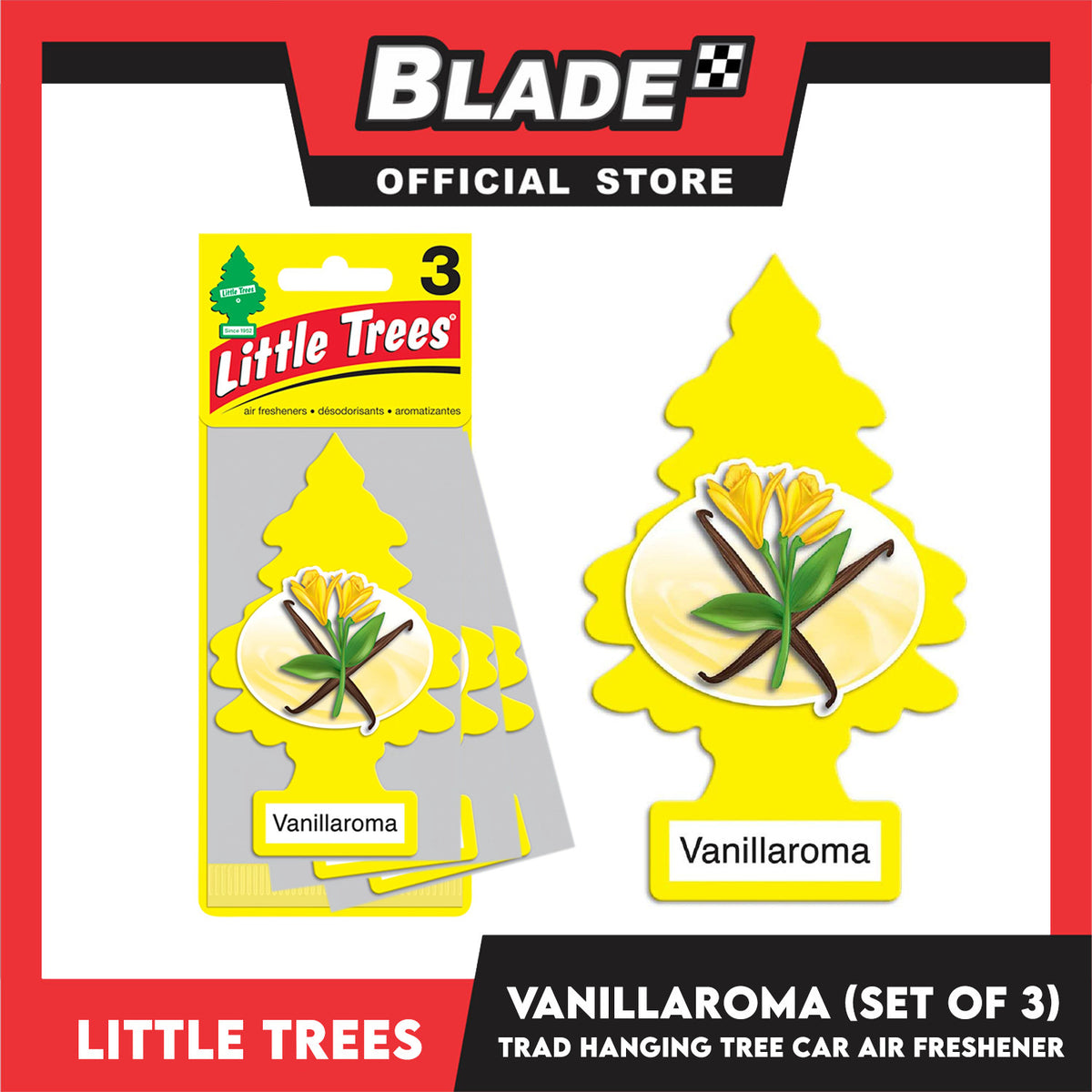 3pcs Little Trees Car Air Freshener (Vanillaroma) Hanging Tree Long Lasting Scent