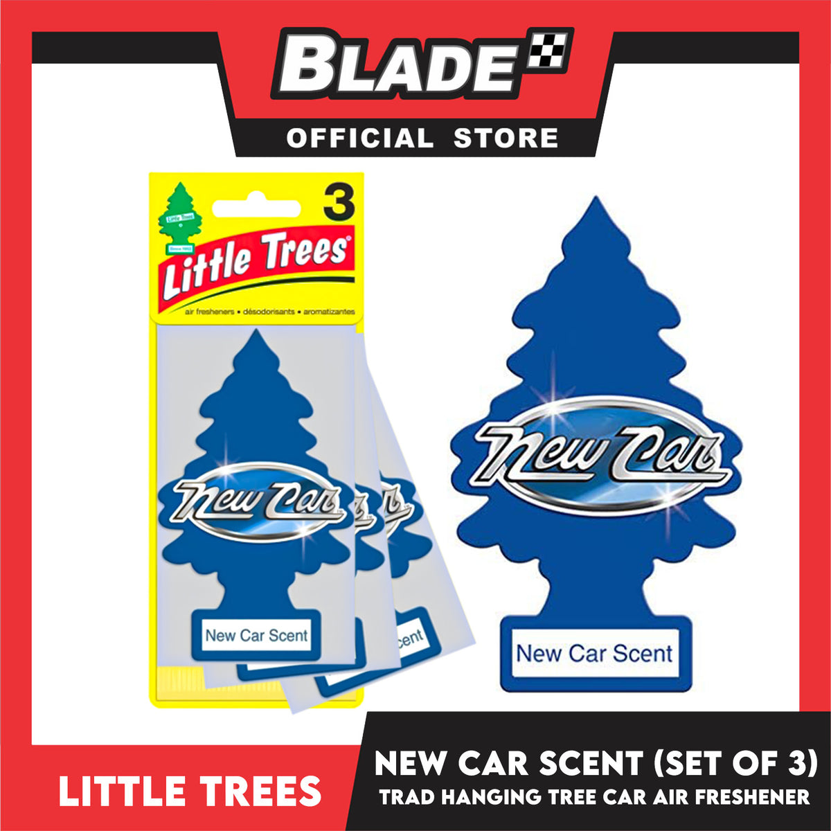 3pcs Little Trees Car Air Freshener (New Car) Hanging Tree Long Lasting Scent