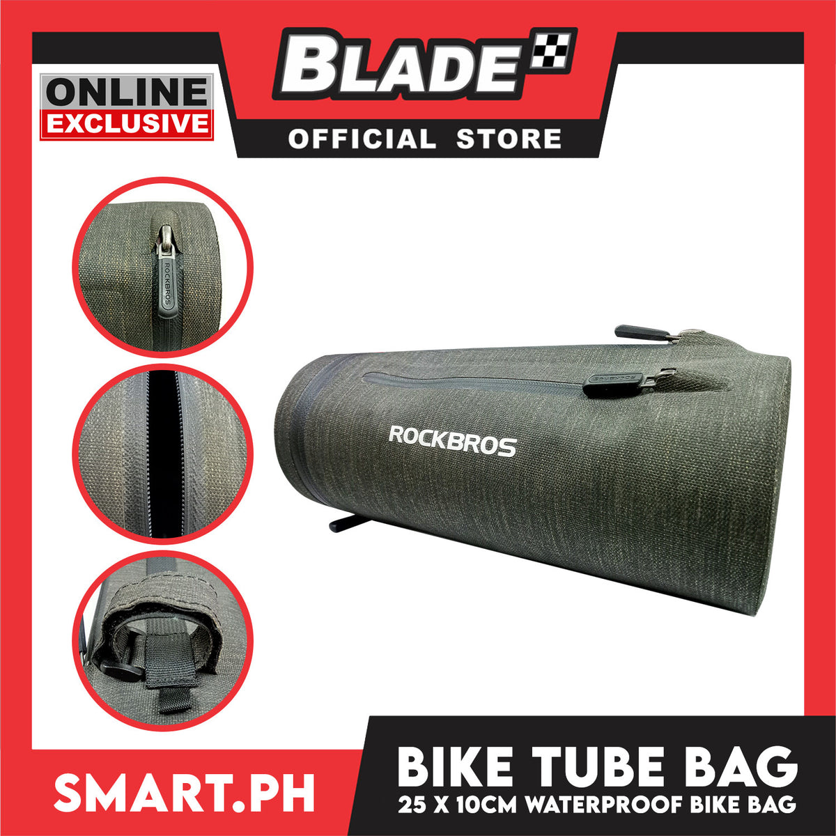 Rockbros Bike Tube Bag, Handlebar Bag Front Frame Bag Bicycle 25 x 10cm