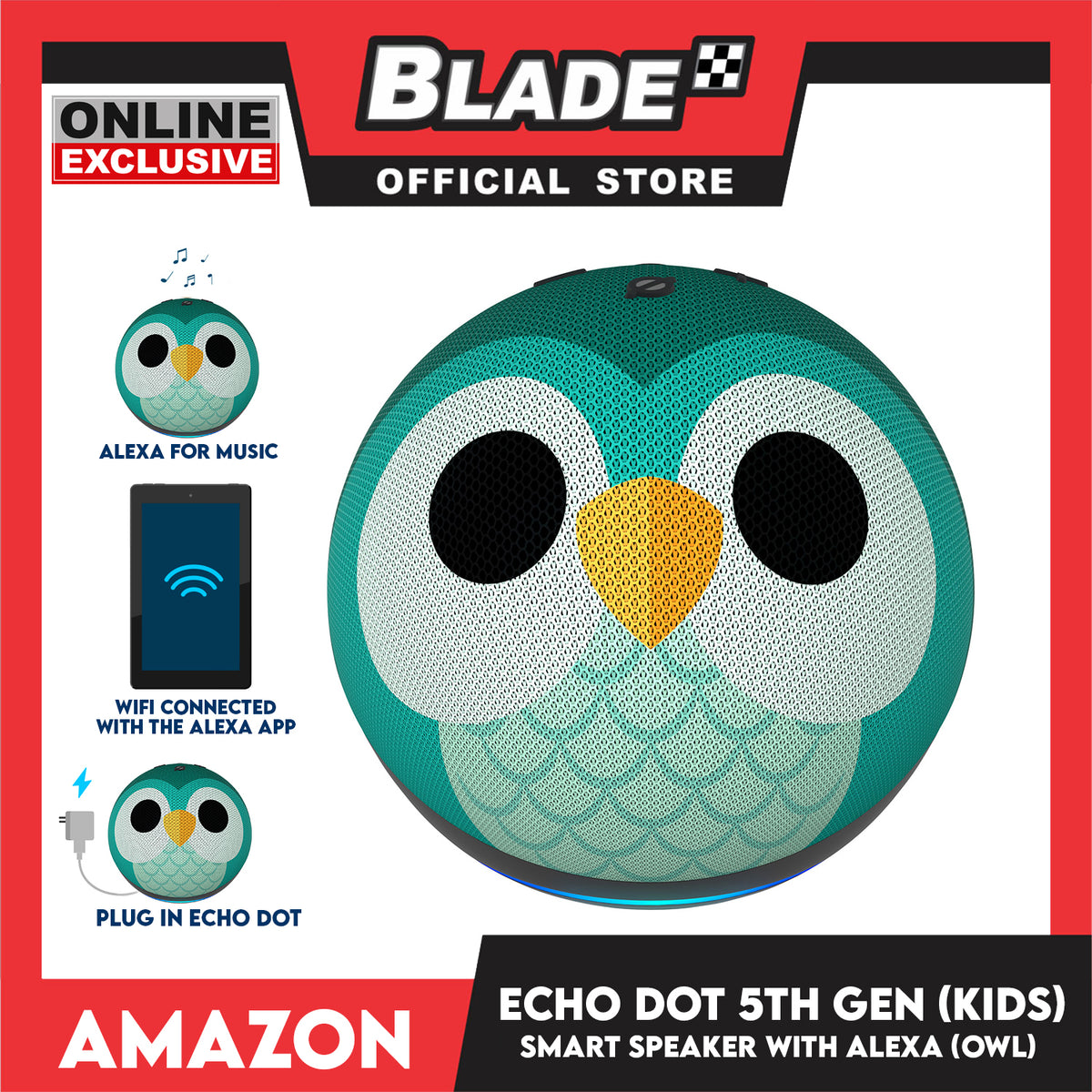 Amazon Echo Dot Kids 5th Gen Smart Speaker Owl Design for Kids