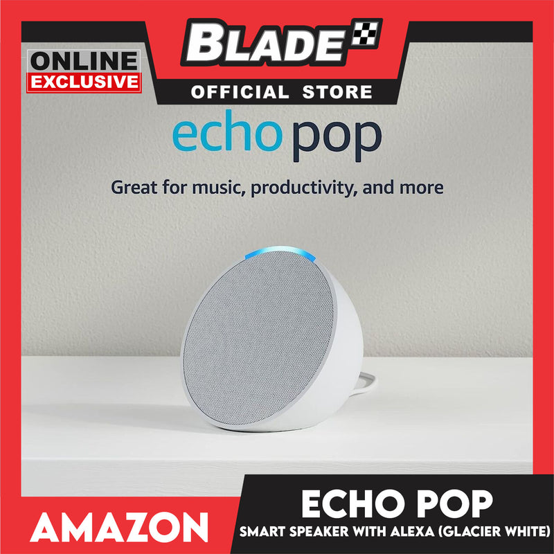 Echo Pop Full sound compact smart speaker with Alexa in Glacier  White