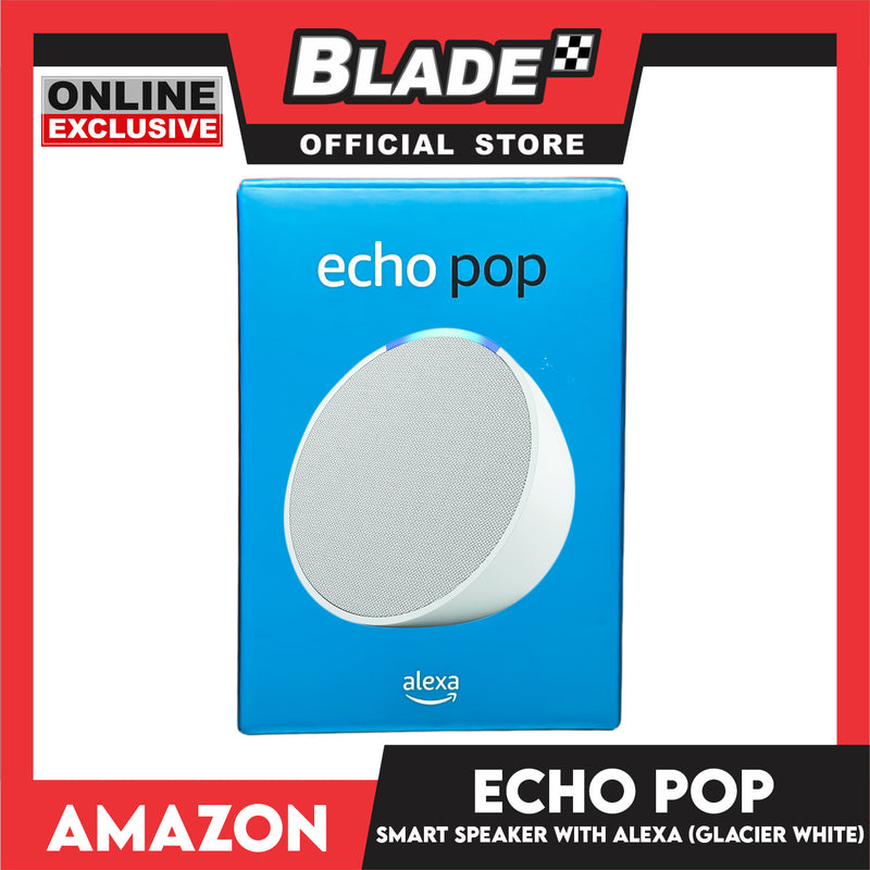 Amazon Echo Pop Full Sound Compact Smart Speaker with Alexa (Glacier White)