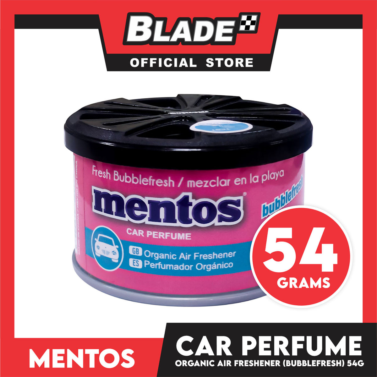Mentos Organic Air Freshener, Car Perfume 54g (Bubble Fresh Mint)