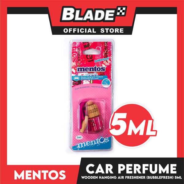 Mentos Wooden Hanging Air Freshener, Car Perfume 5ml (Bubblefresh)