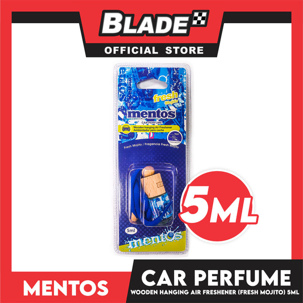 Mentos Wooden Hanging Air Freshener, Car Perfume 5ml (Fresh Mojito)