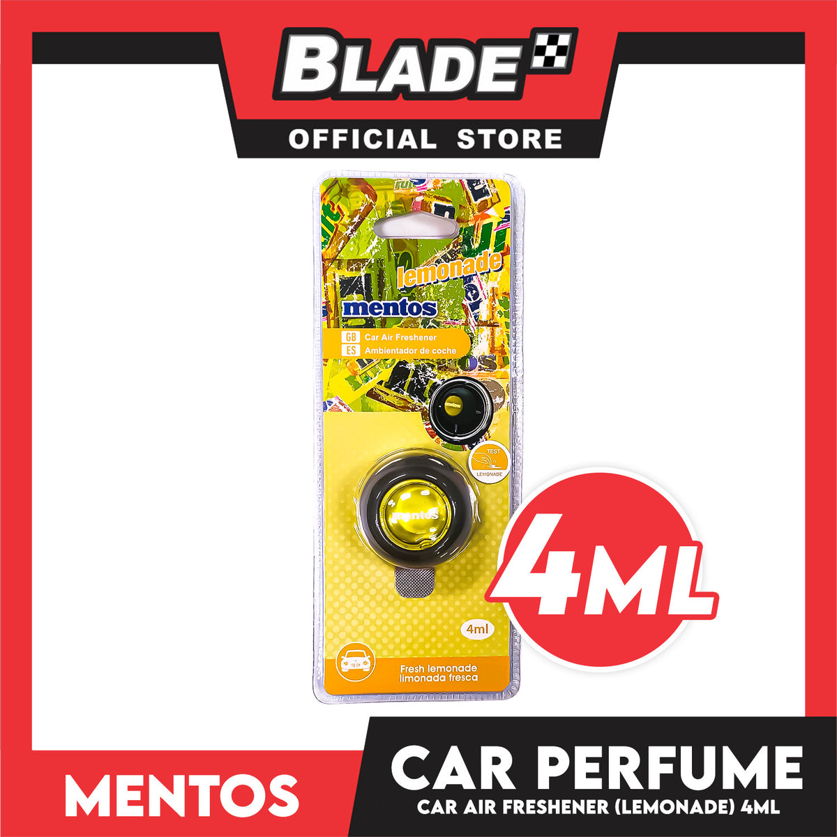 Mentos Vent Clip Car Air Freshener 4ml (Lemonade)