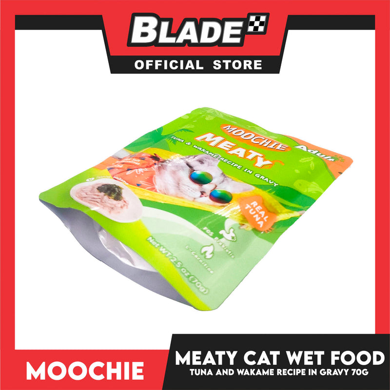 Moochie Meaty Cat Wet Food for Adult 70g (Tuna and Wakame Recipe in Gravy)