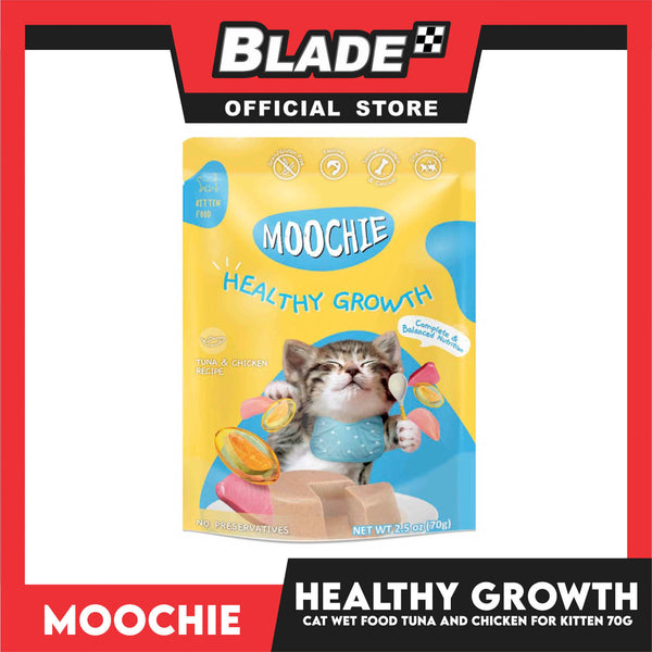 Moochie Healthy Growth, Cat Wet Food for Kitten 70g (Tuna and Chicken Recipe)