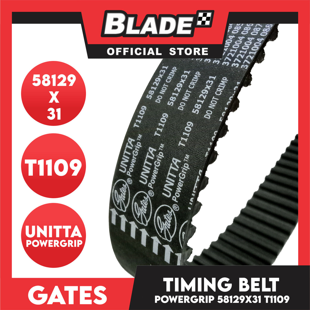 Gates Unitta PowerGrip Timing Fan Belt T1109 58129 x 31mm 1pc for Toyota