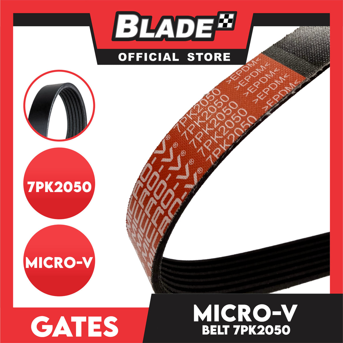 Gates Automotive Micro-V Fan Belt 7PK2050 For Toyota