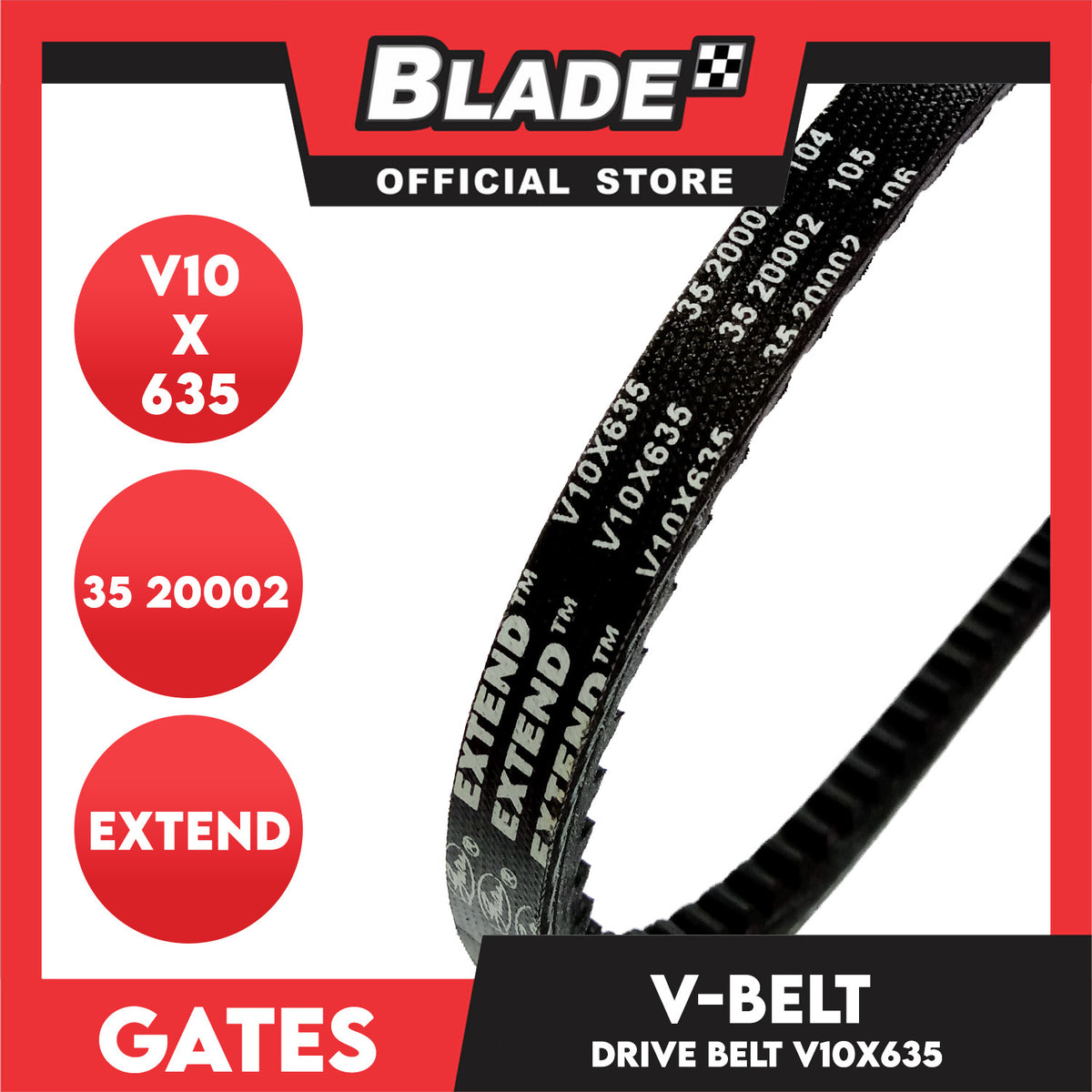Gates Automotive Drive V-Belt Fan Belt Extend V10X635 For Suzuki