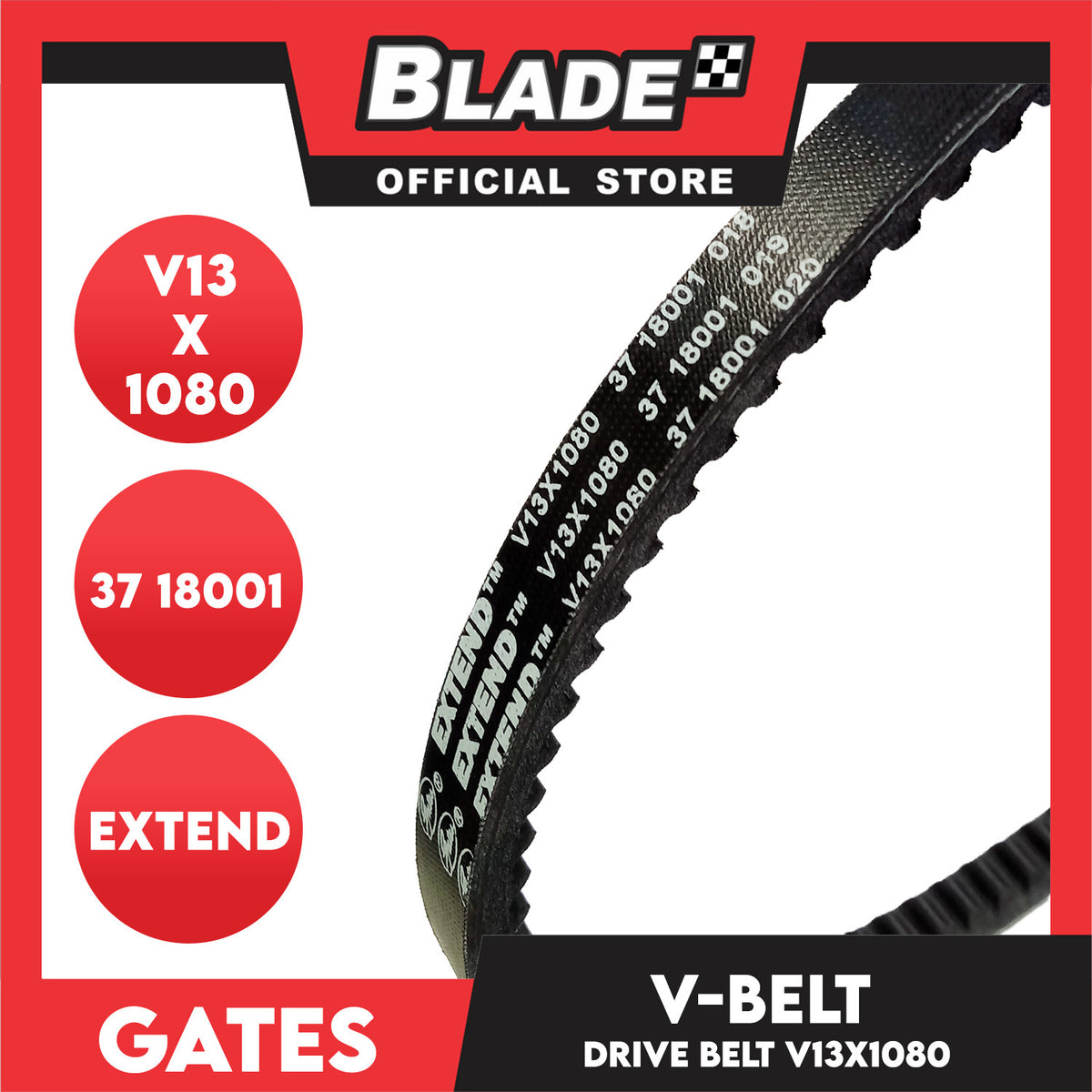 Gates Automotive Drive V-Belt Fan Belt Extend V13X1080