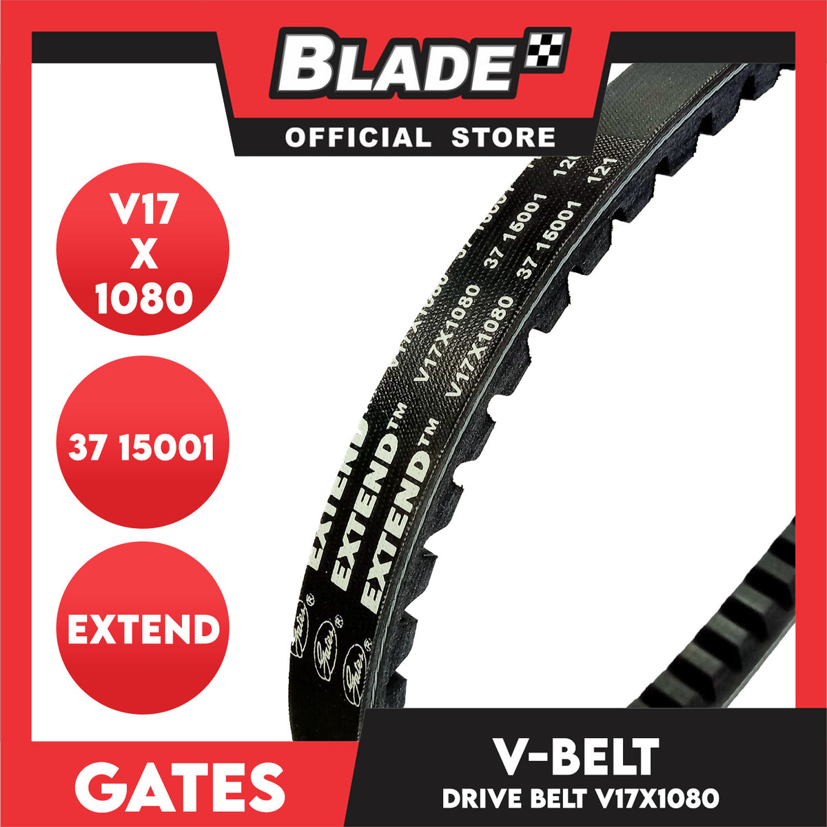 Gates Automotive Drive V-Belt Fan Belt Extend V17X1080 For Mitsubishi