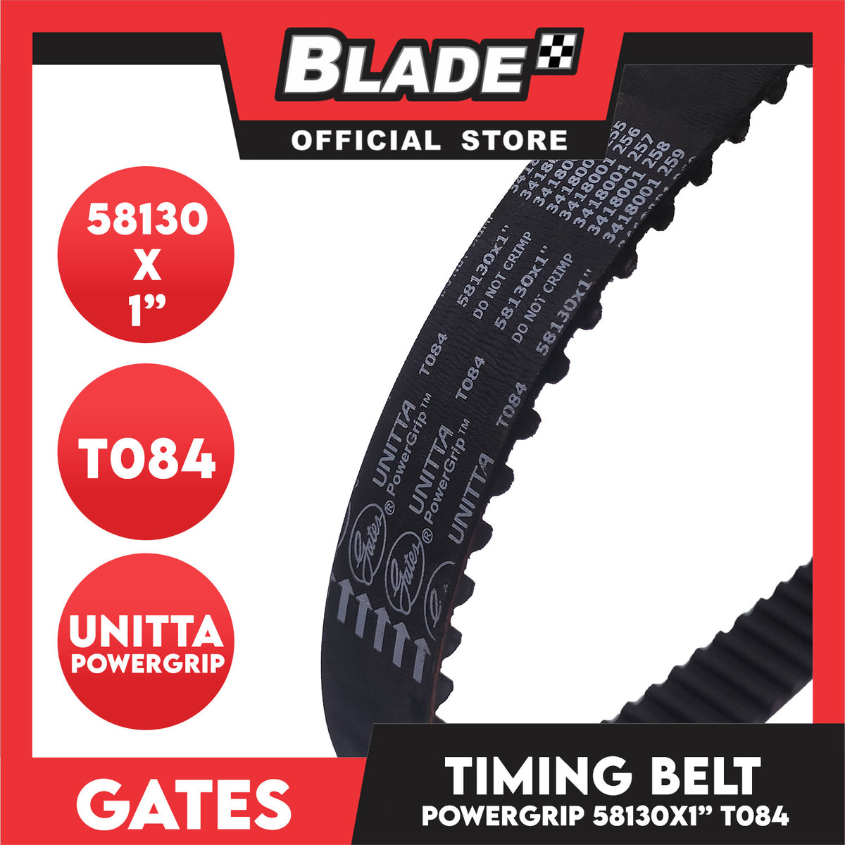 Gates Unitta PowerGrip Timing Fan Belt T084 58130 x 25mm 1pc