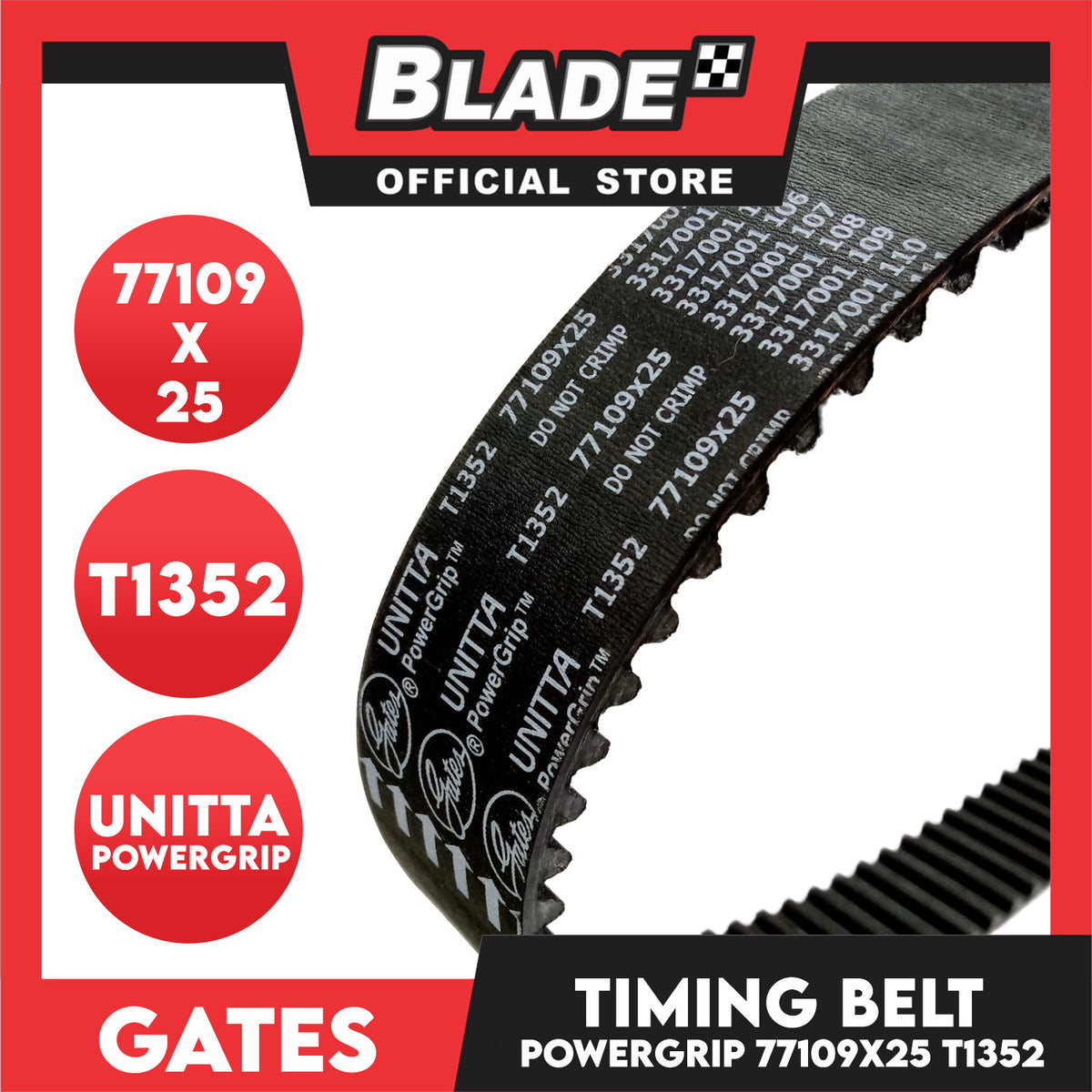 Gates Automotive PowerGrip Timing Fan Belt T1352 For Chevrolet and Mitsubishi