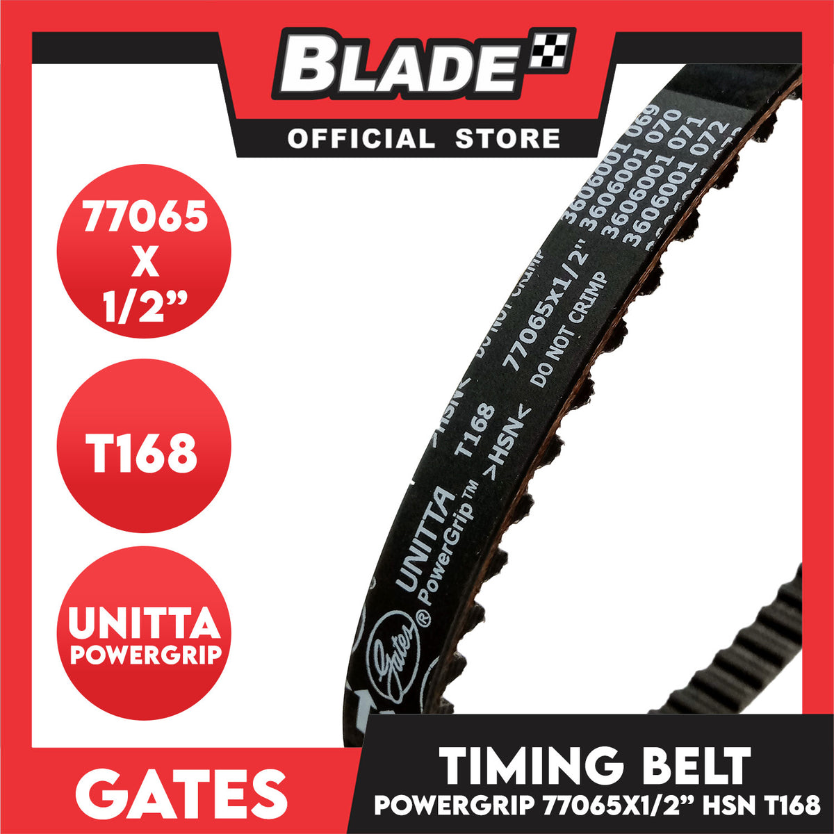 Gates Automotive PowerGrip Timing Fan Belt T168 For Hyundai