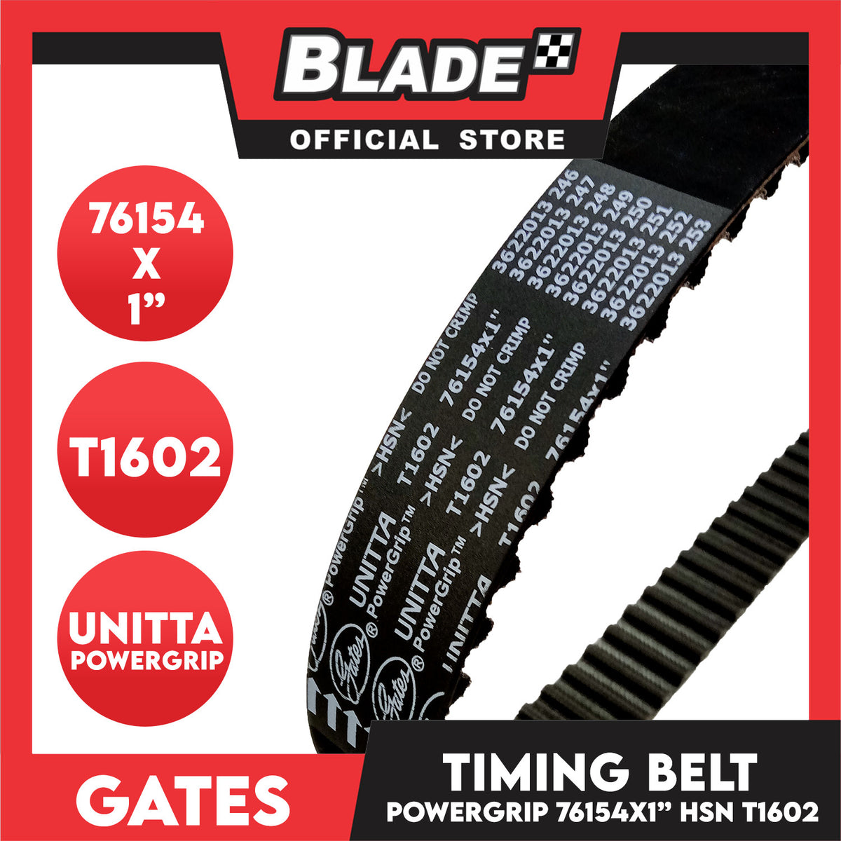 Gates Automotive PowerGrip Timing Fan Belt T1602 For Mitsubishi