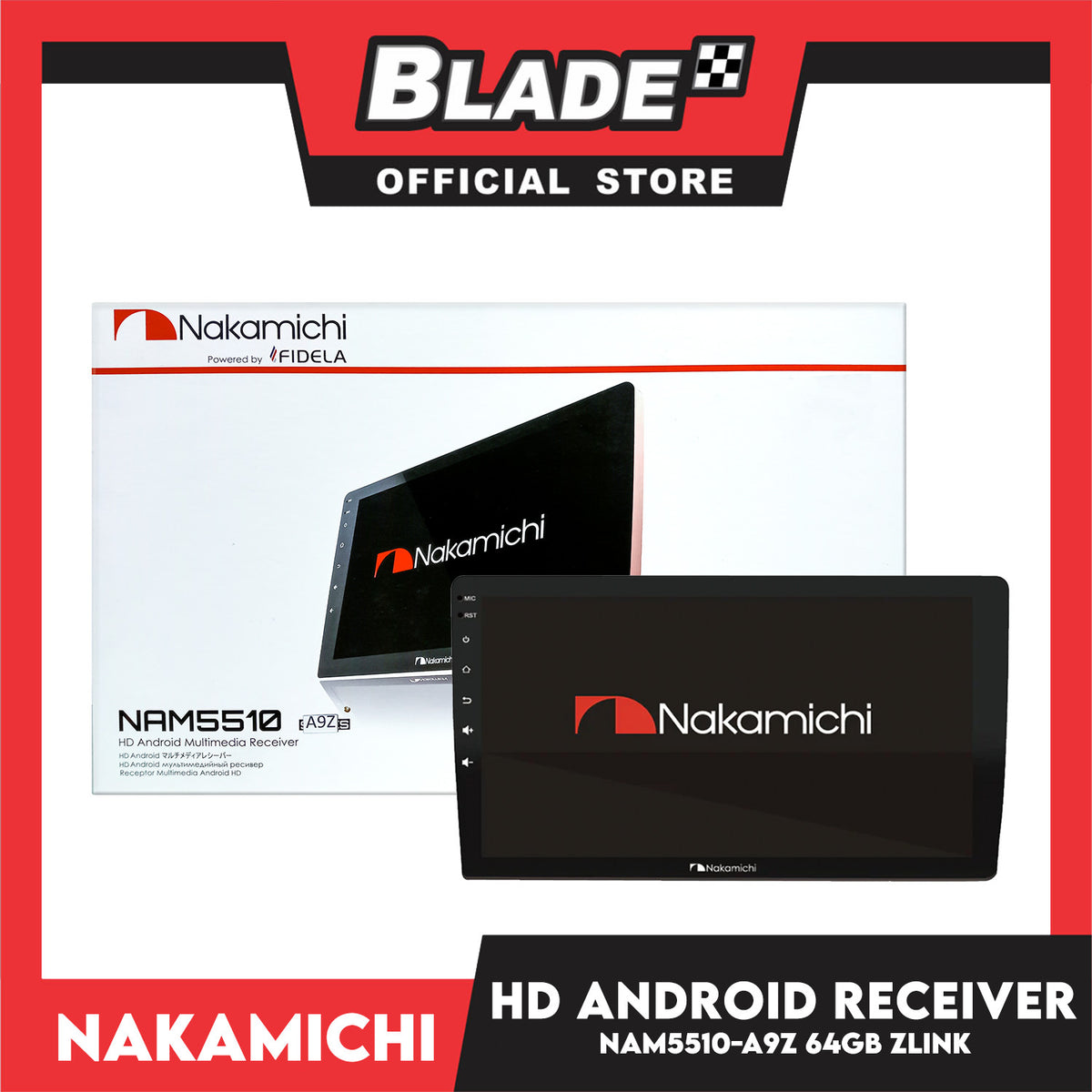 Nakamichi HD Android Multimedia Receiver 9'' Screen 4gb Ram + 64gb Storage NAM5510-A9Z