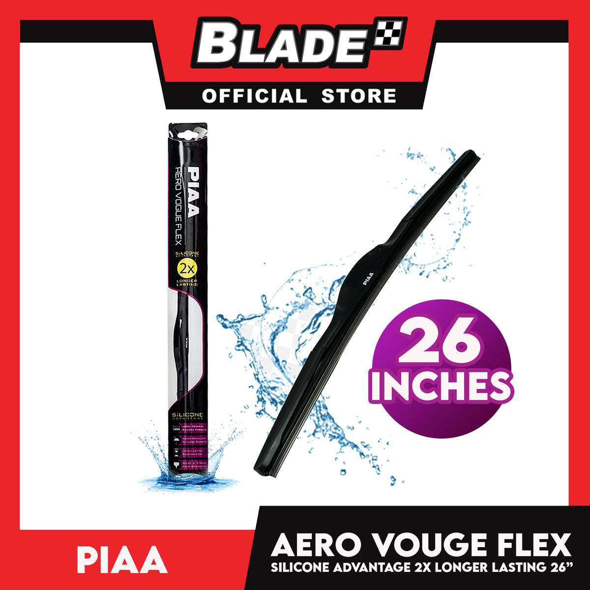 Piaa Wiper Blade Aero Vogue Flex Silicone Advantage 2x Longer Lasting Performance (26'')
