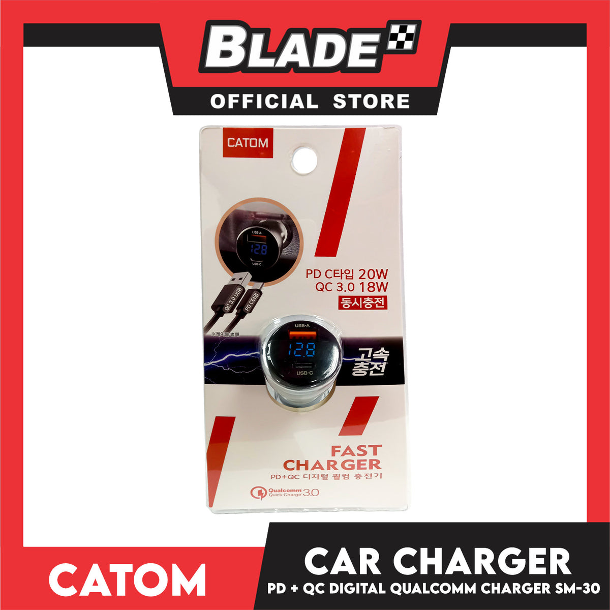 Catom Fast Charger (SM-30) PD 20W + QC 3.0 18W Qualcomm Quick Charge 3.0