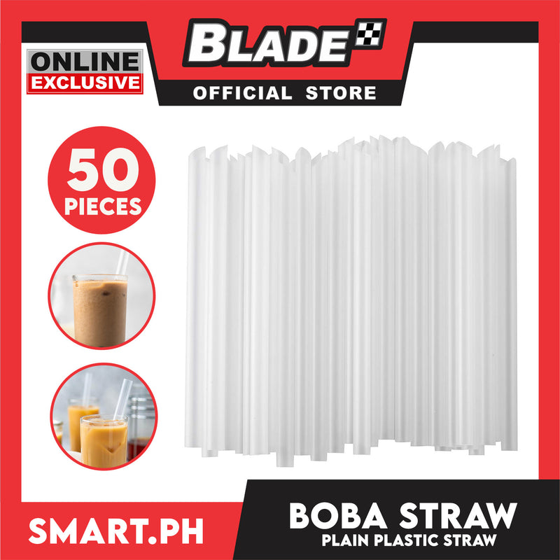 50pcs 21cm Boba Bubble Tea Plastic Straw, Smoothie Straw, Milk Tea Milkshake Straw (Clear)