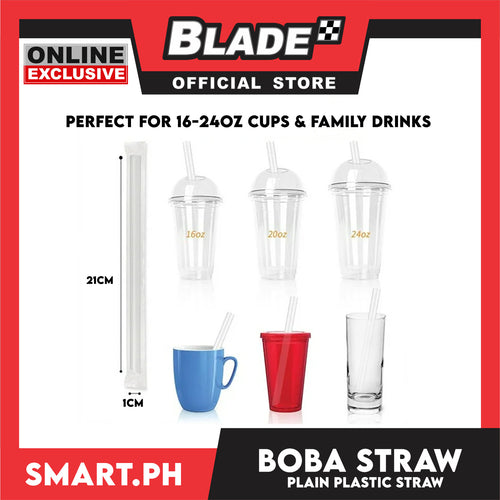 100pcs 21cm Boba Bubble Tea Plastic Straw, Smoothie Straw, Milk Tea Milkshake Straw (Clear)