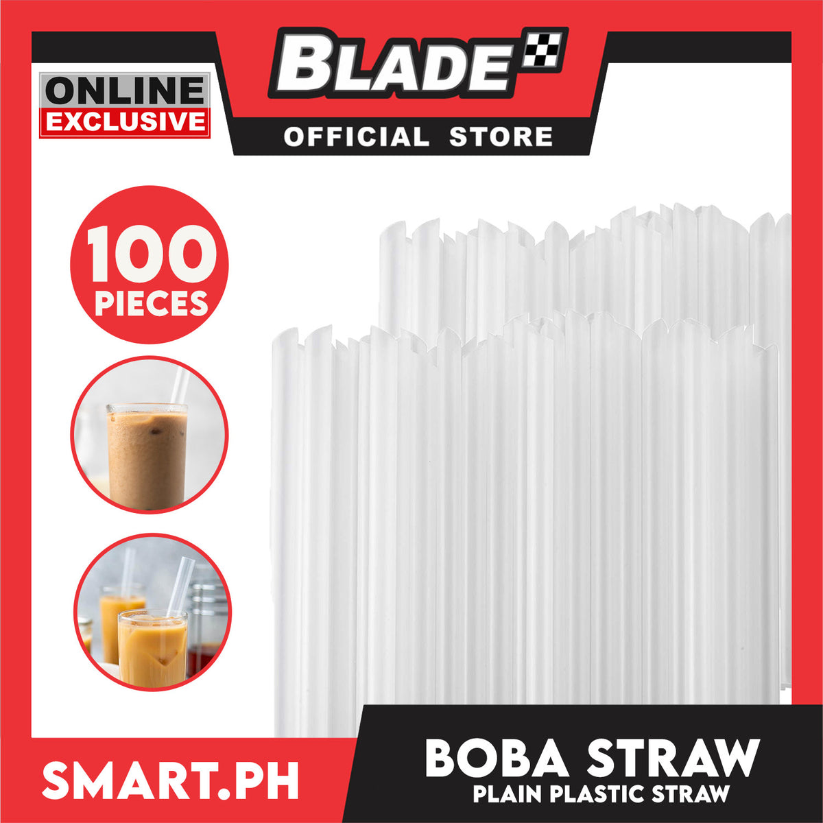 100pcs 21cm Boba Bubble Tea Plastic Straw, Smoothie Straw, Milk Tea Milkshake Straw (Clear)