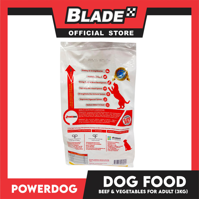 PowerDog Beef and Vegetables for All Breeds Adult 3kgs Dry Dog Food